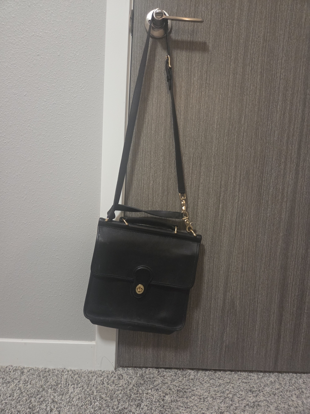 Coach Black Leather Crossbody with Gold Hardware-Vintage Coach Willis 9927 Black